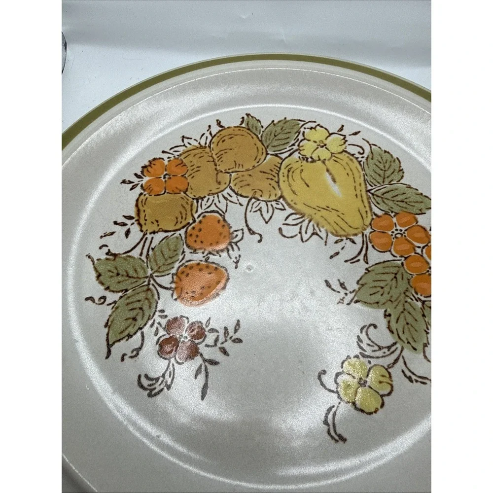 Vtg Harvest Collection Stoneware 'Valley Fruits' Set of 6 Dinner Plates, 10.75